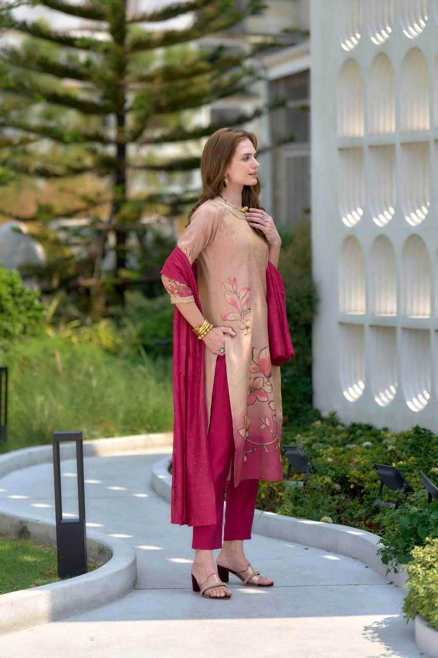 Tissue Embroidered Kurti - MYLUXURY LANE ENTERPRISE